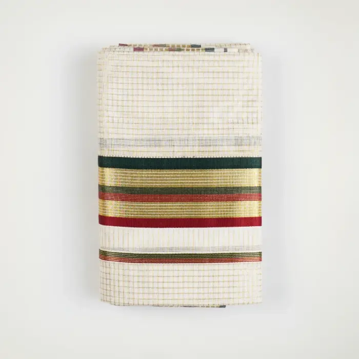 Premium Micro Checks Set Mundu with Rich Gold Kasavu Border