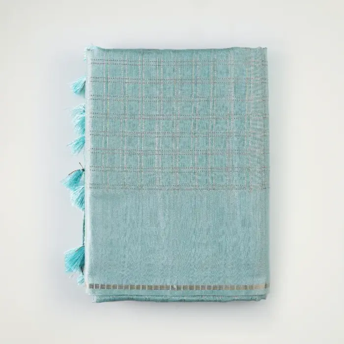 Premium Tussar Saree with Elegant Zari Checks