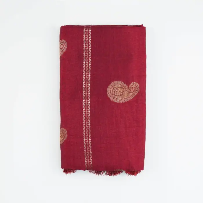 Semi Tussar Saree with Elegant Zari Motifs & Statement Tassels